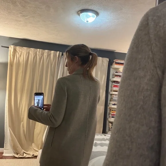 Theory Gray Open Front Wool-Blend Blazer - Picture 4 of 8